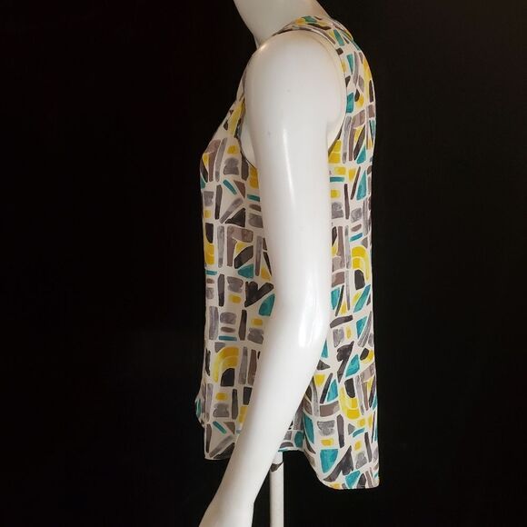 Zara Basic White, Gray, Teal, & Yellow Tank Top (XS) - Picture 3 of 5
